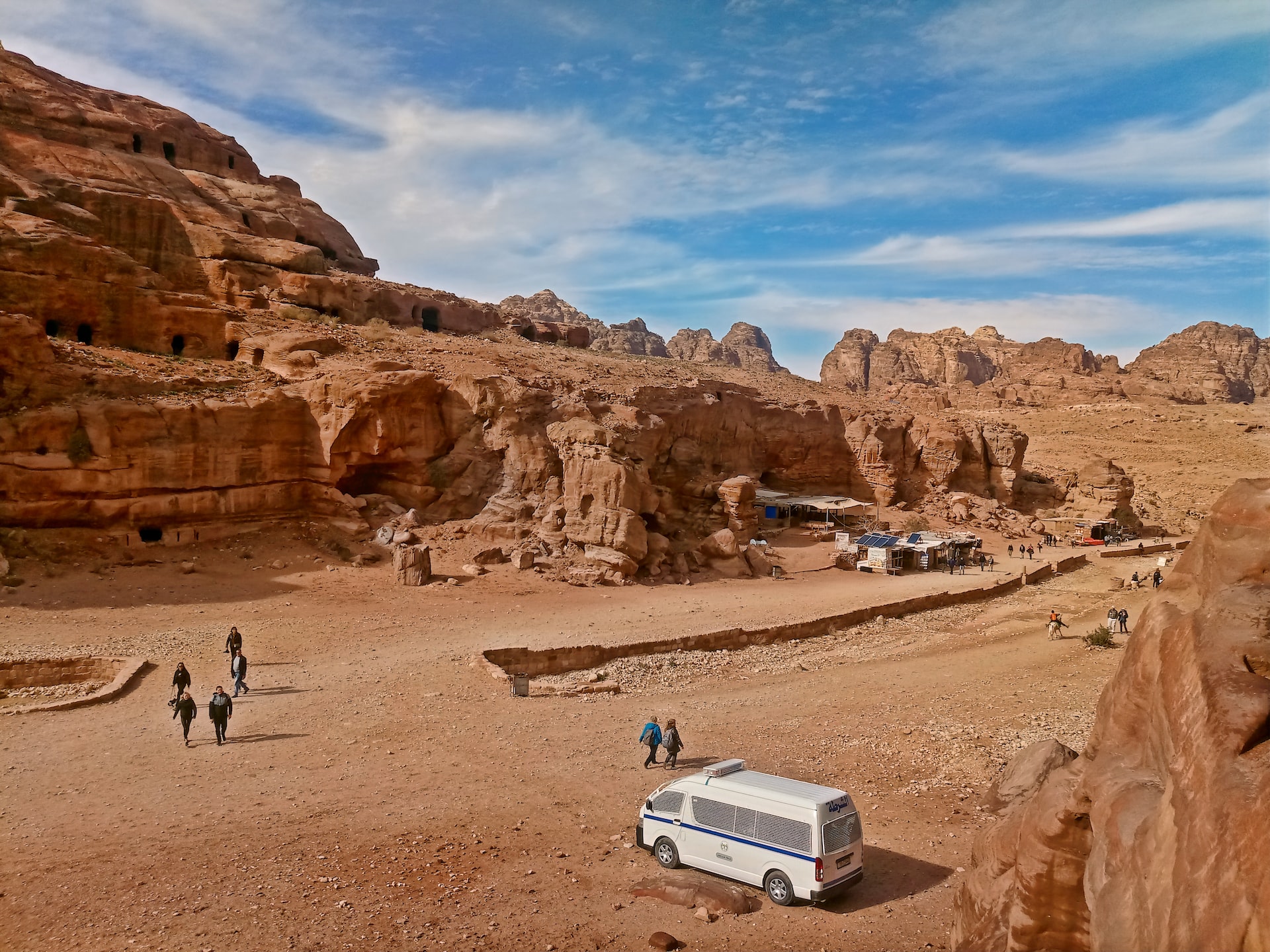 Inside Petra, Jordan- Tourists arriving at the Petra Archeological Park