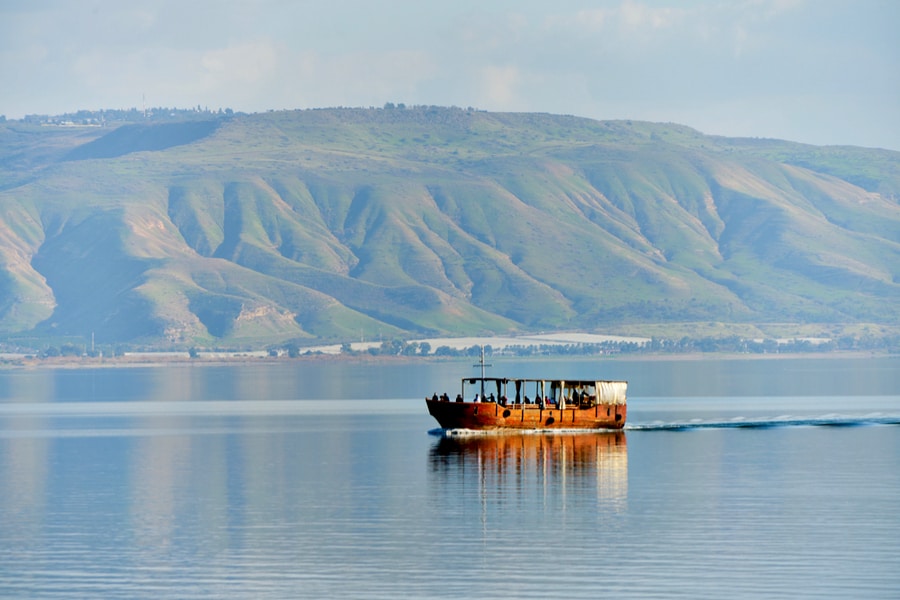 Ancient Fisherman's Boat at sea of Galilee