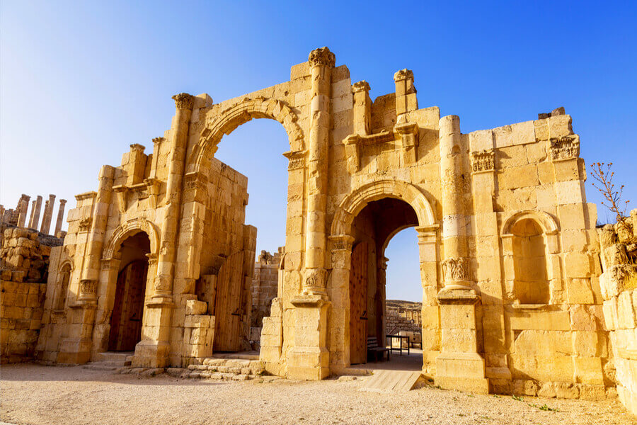 South Gate of the Ancient Roman city, Jerash, Jordan.