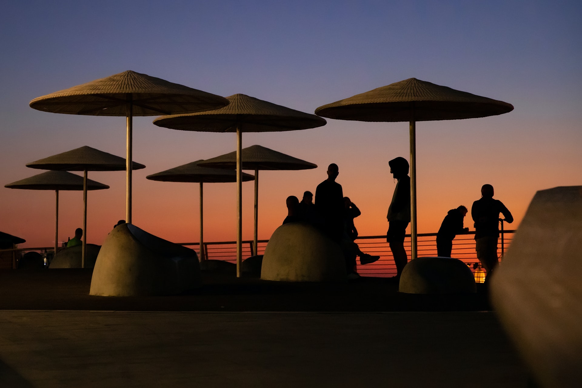 People enjoying sunset at Tel Aviv Beach