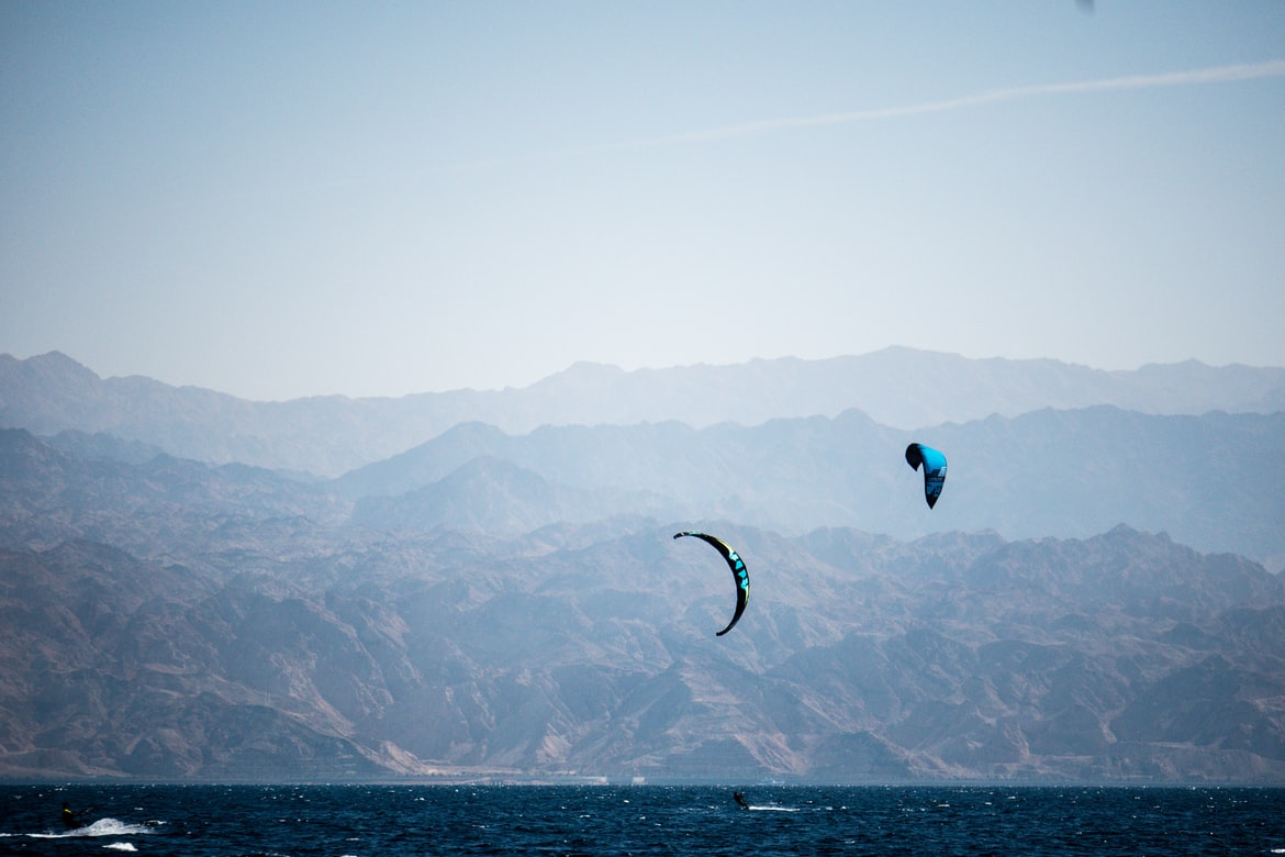 Kitesurfing in the Red Sea, Israel