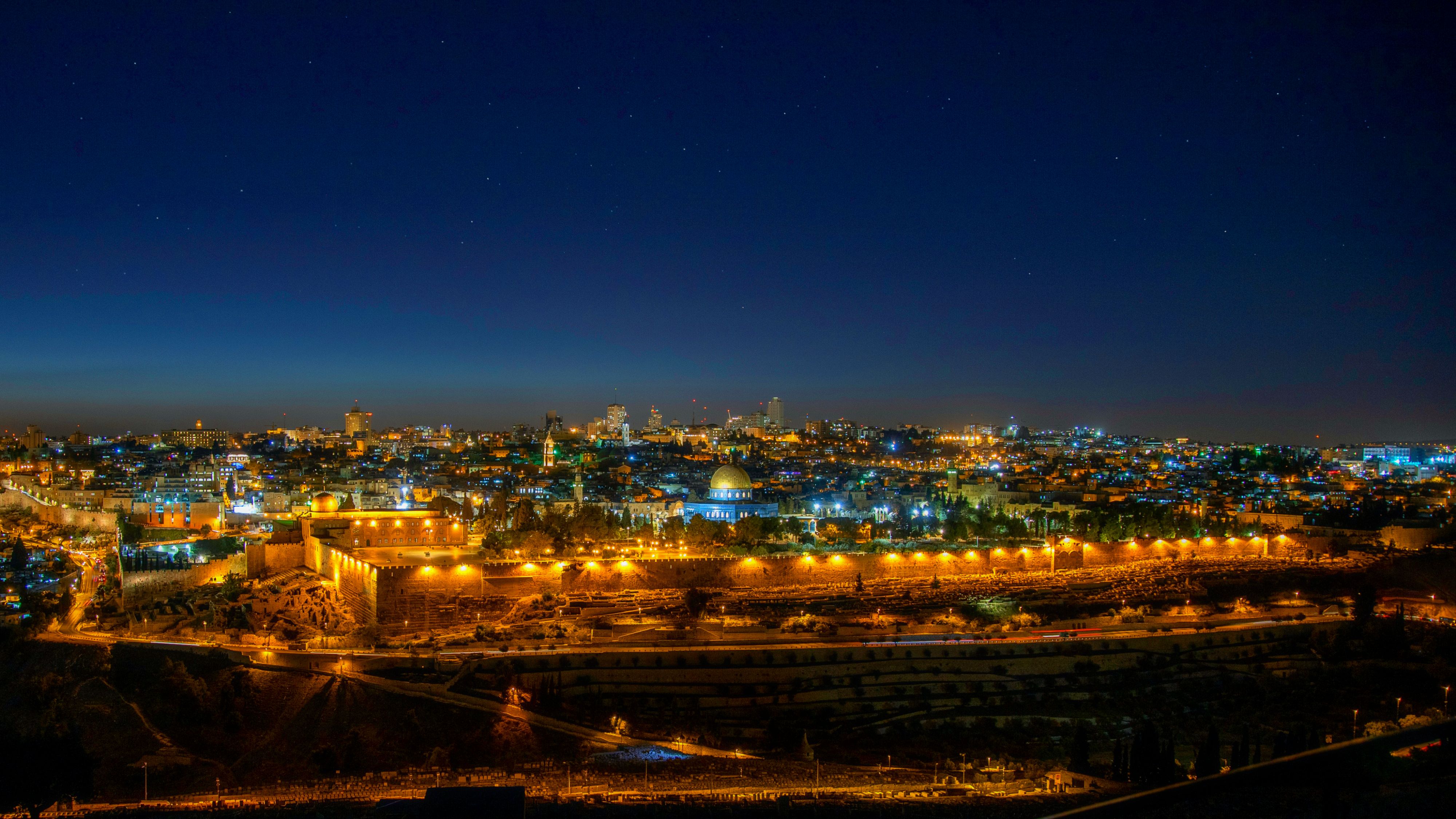 Mount Scopus night view of Jerusalem, Israel