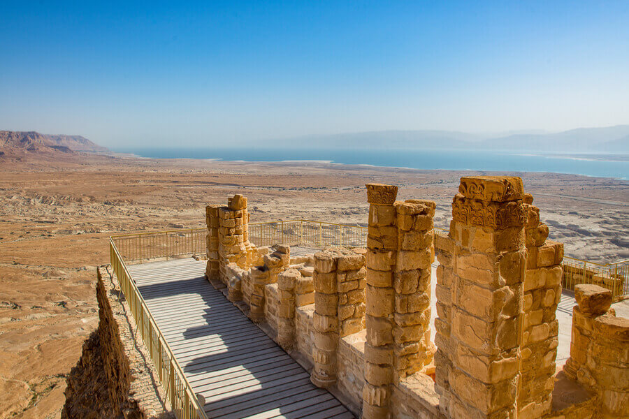 View of the Dead Sea from the top of Masada Fortress