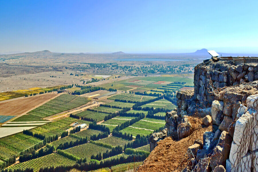 View from above on the border between Israel and Syria, Mount Bental