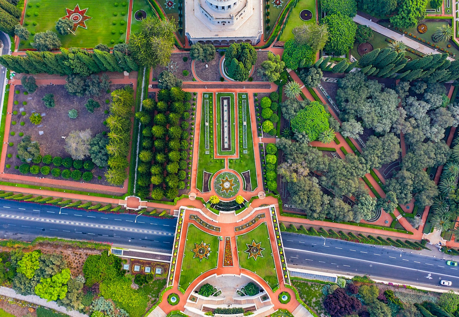 Aerial view of Haifa Bahai Gardens, Israel
