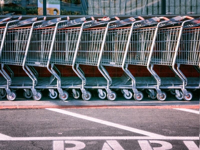 A line of shopping carts