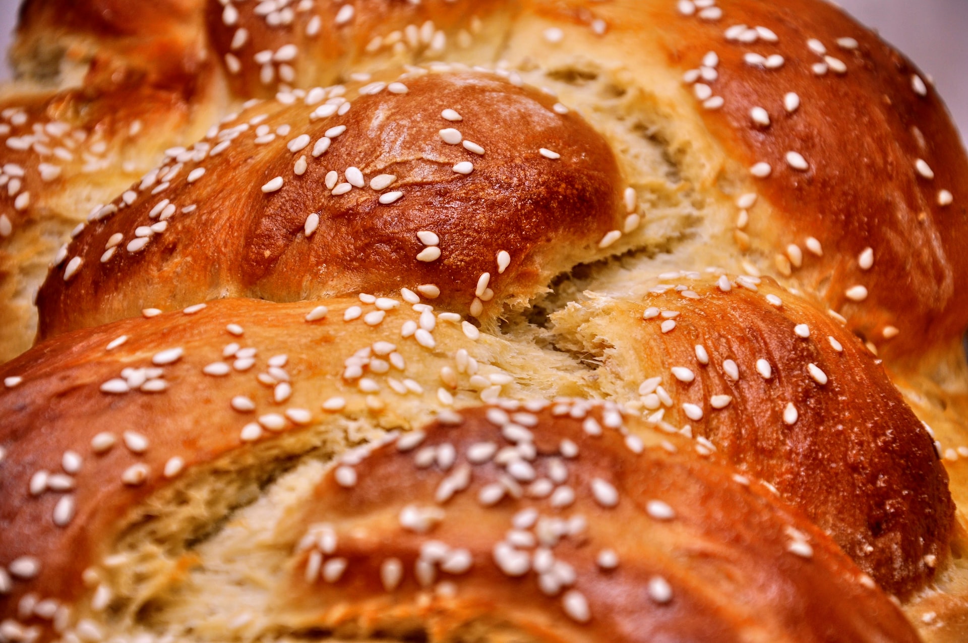 Freshly baked challah bread