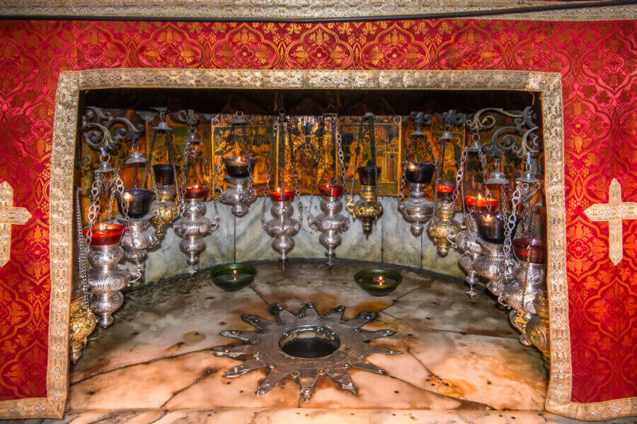 A silver star marks the site of the birth of Jesus, Church of Nativity
