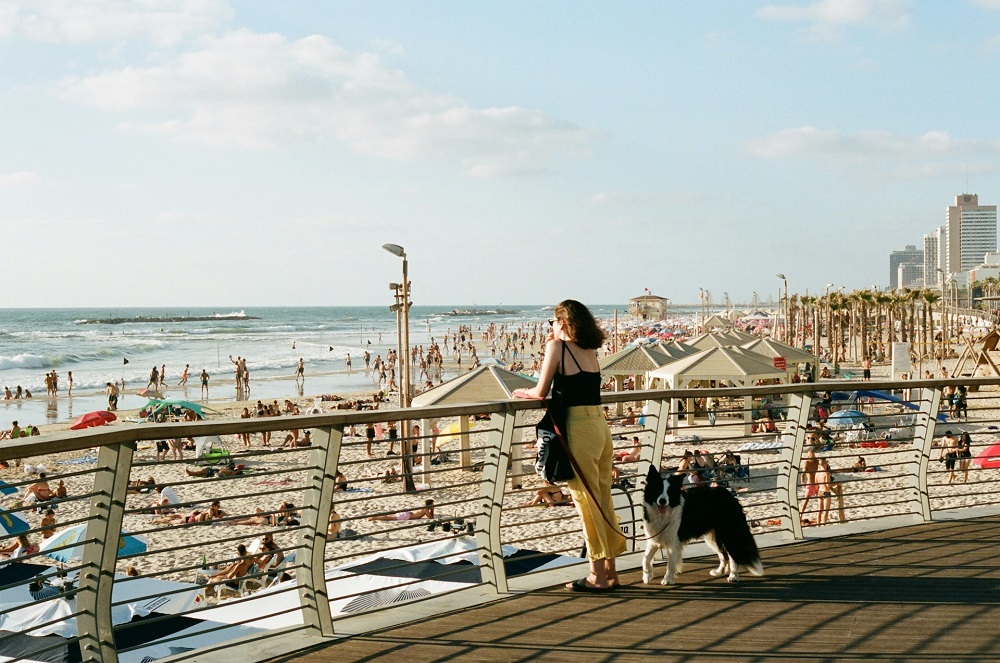 Aviv beach bustling during the summer Aviv beach bustling during the summer