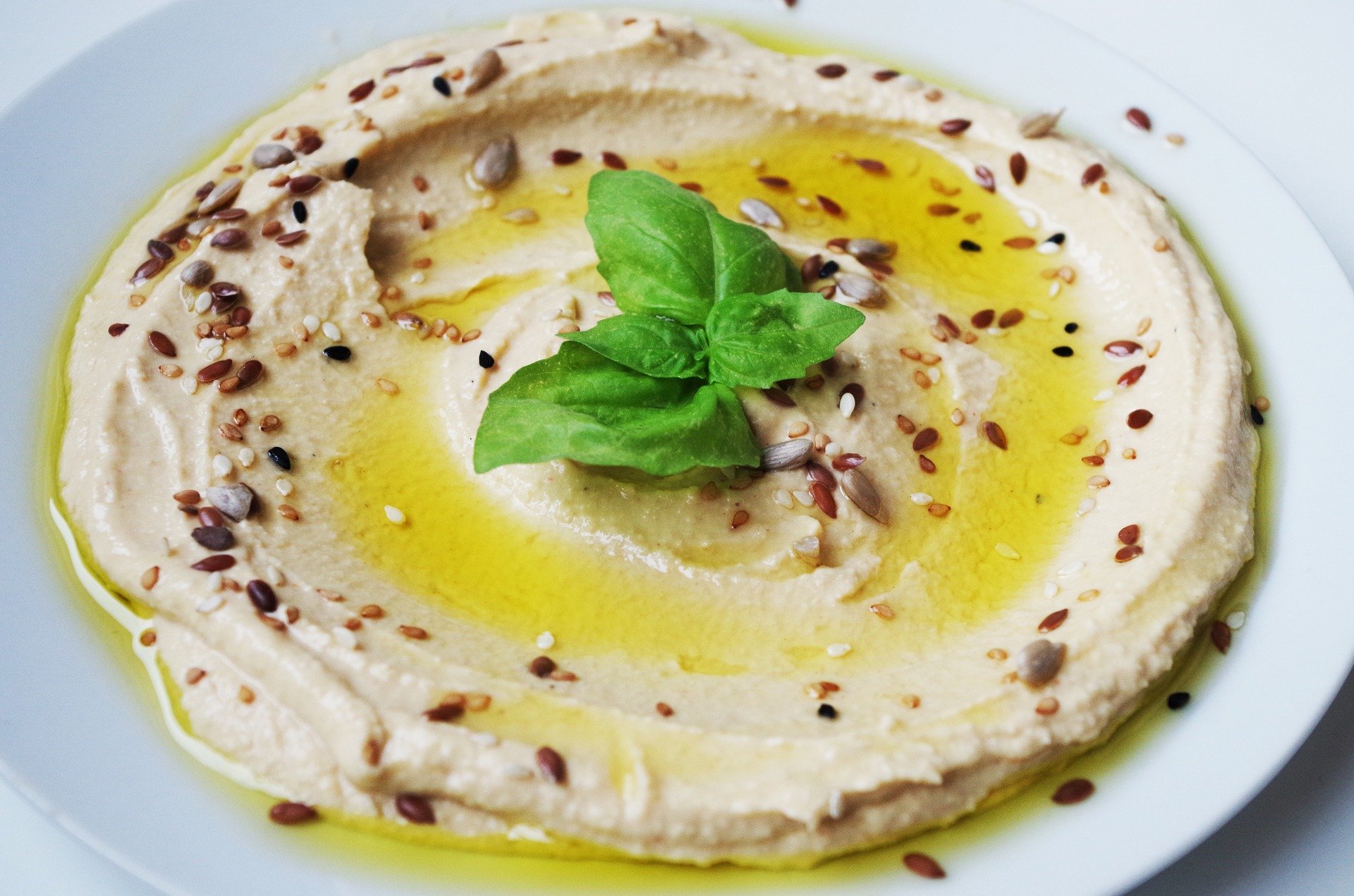 A plate of hummus, traditional Middle Eastern spread