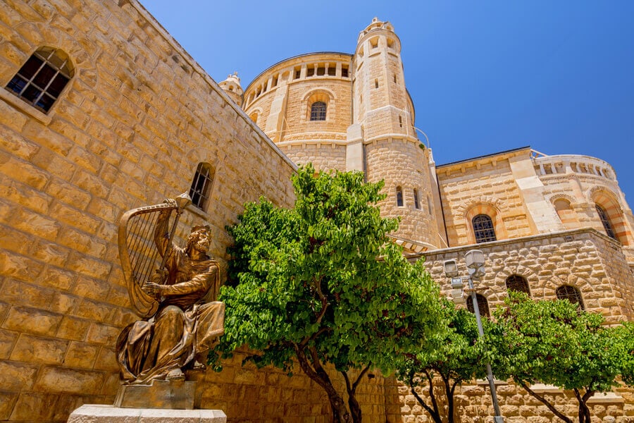 Statue of King David at the entrance to King David's Tomb, Jerusalem