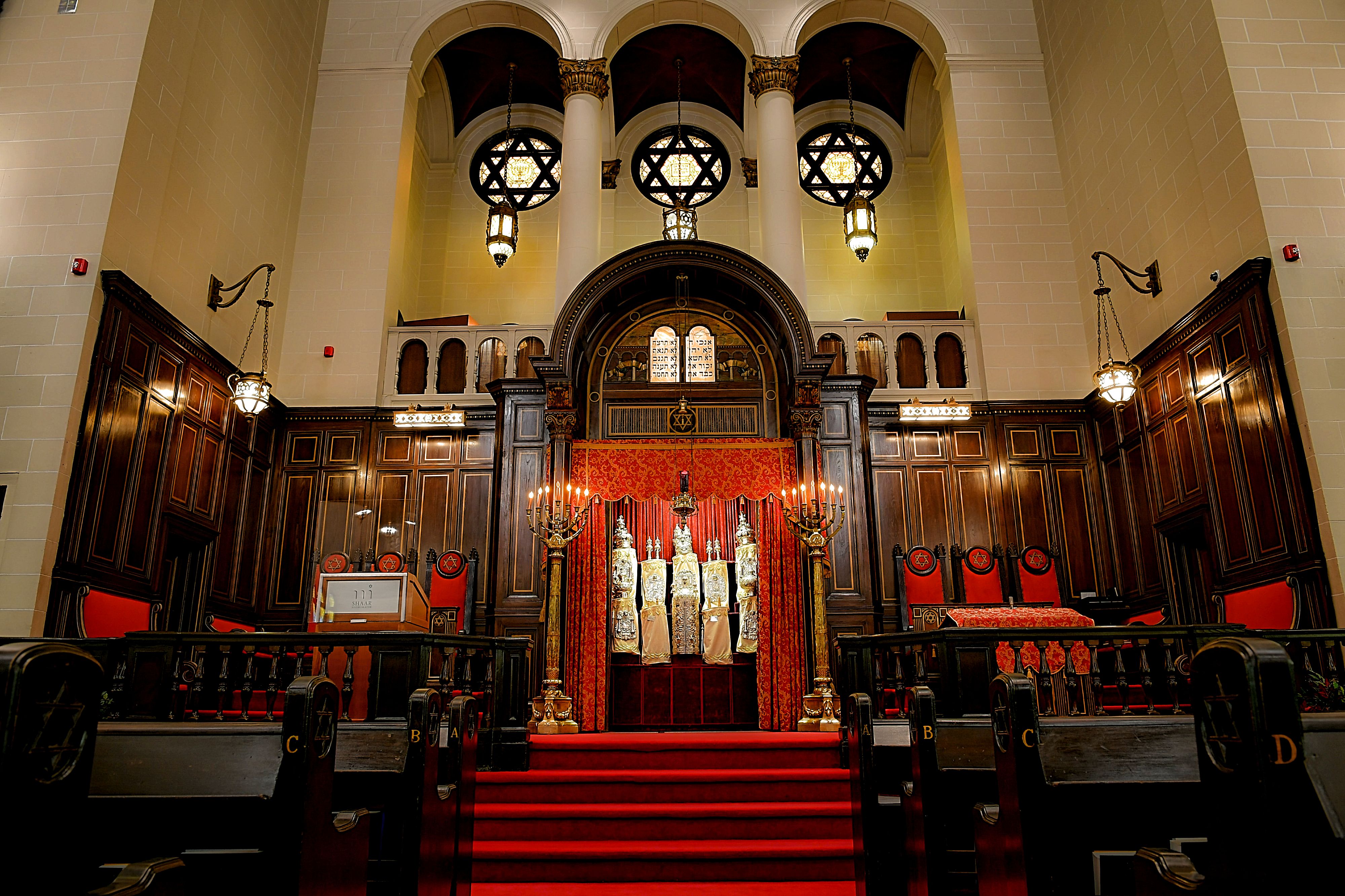 The bimah in a synagogue