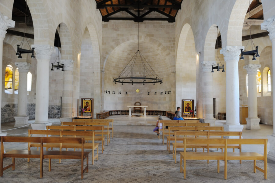 Inside the Church of the Multiplication, near the sea of Galilee, Israel