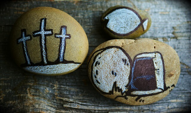 Stones With The Colorful Christian Religious Drawing