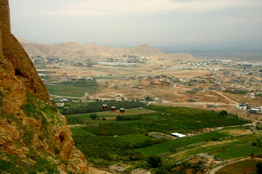 The Jericho cable car over the Jordan valley