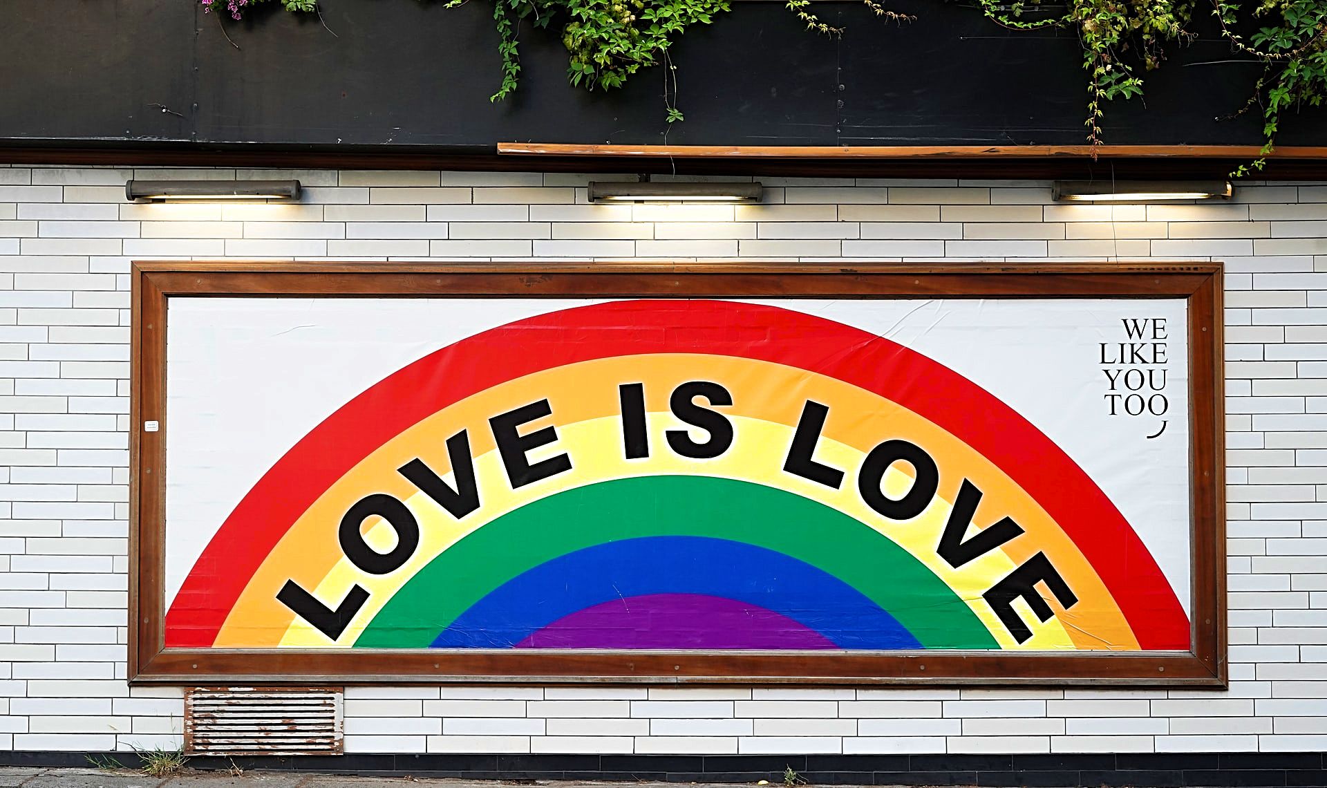 Love is Love Gay Pride poster in Tel Aviv, Israel