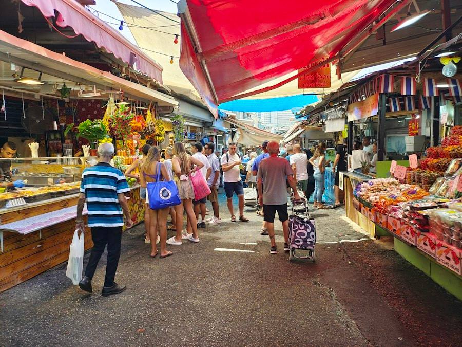 Shoppers at the Carmel Market in Tel Aviv