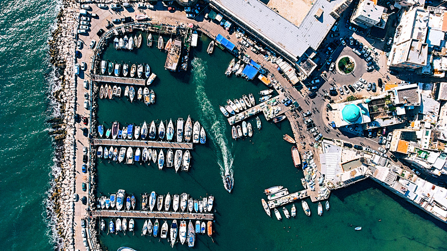 Aerial view of Acre port