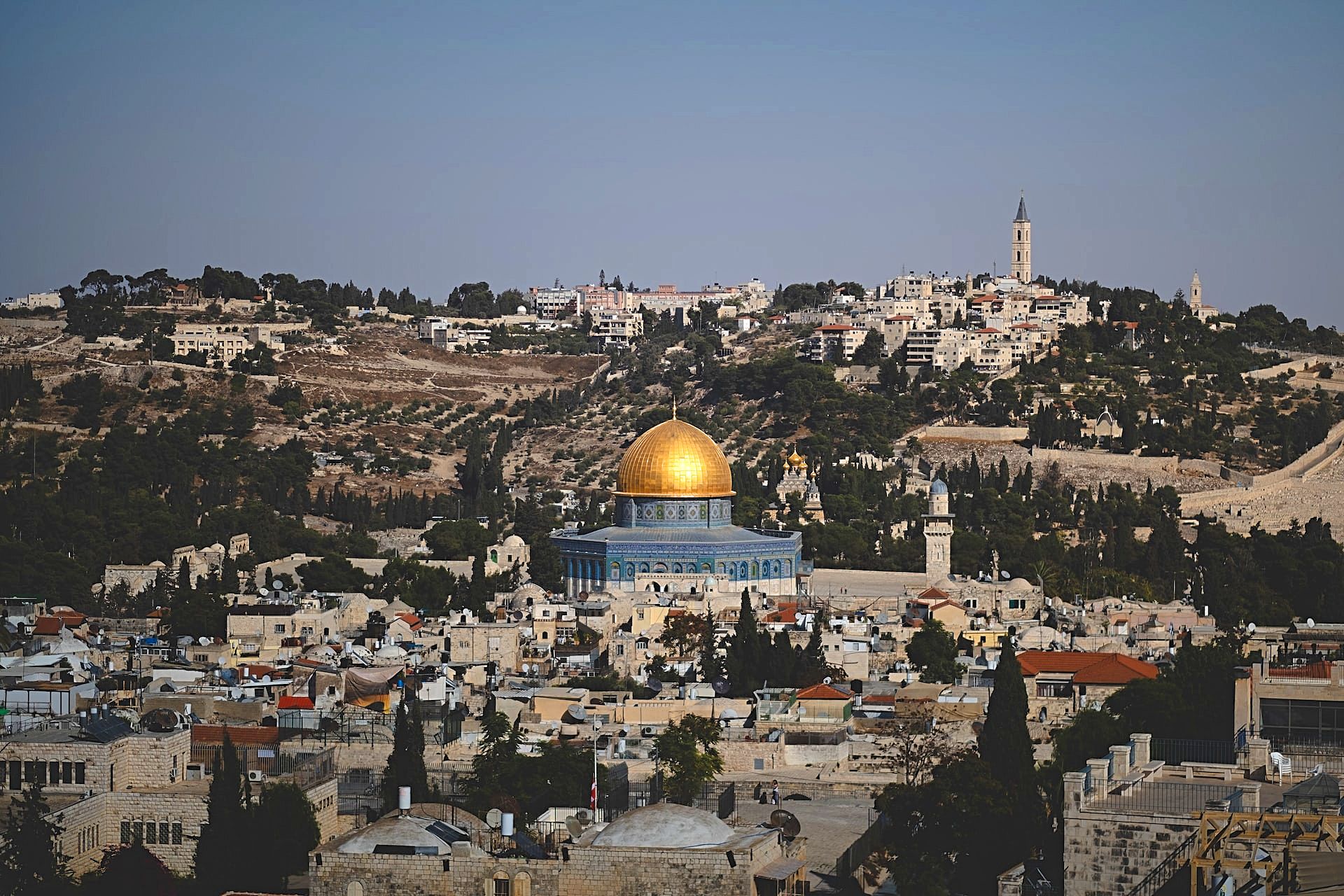 Dome of the Rock, over the skyline of the Old City of Jerusalem