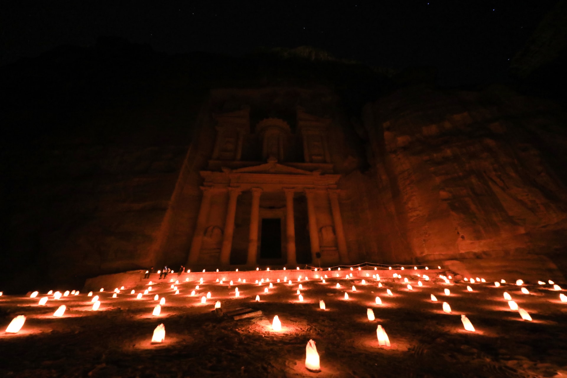 Petra by Night- The lights near the treasury in Petra