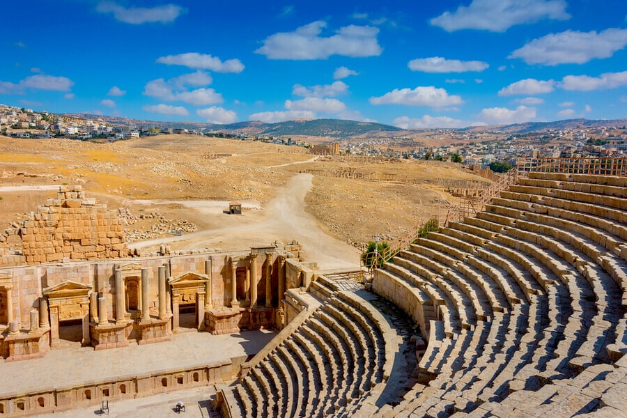 Ruins of Roman Theater in Jerash, Jordan
