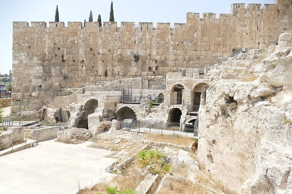 Biblical archaeological digs at the Ophel Archaeological Park below the Old City walls south of the Temple Mount in Jerusalem