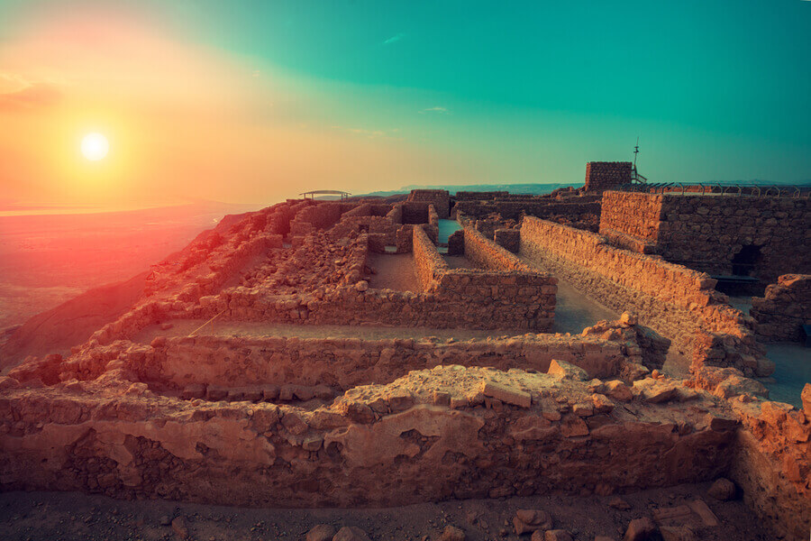 Sunrise over Masada fortress