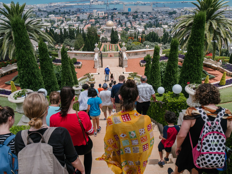 Tourists on a Bahai Gardens tour, Haifa