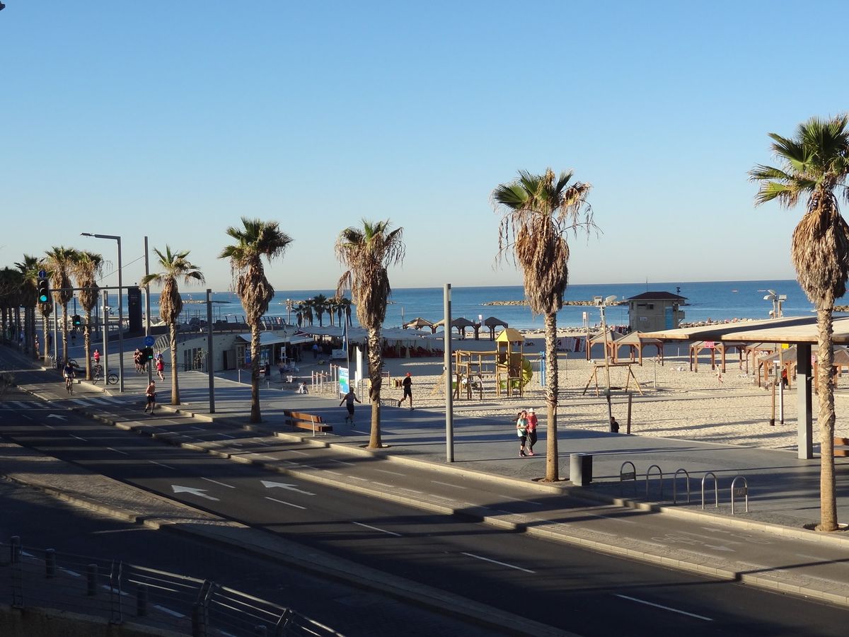 Tel Aviv’s Mediterranean promenade, photographed in 2018 Tel Aviv’s Mediterranean promenade, photographed in 2018: a view of everyday urban life in modern Israel.