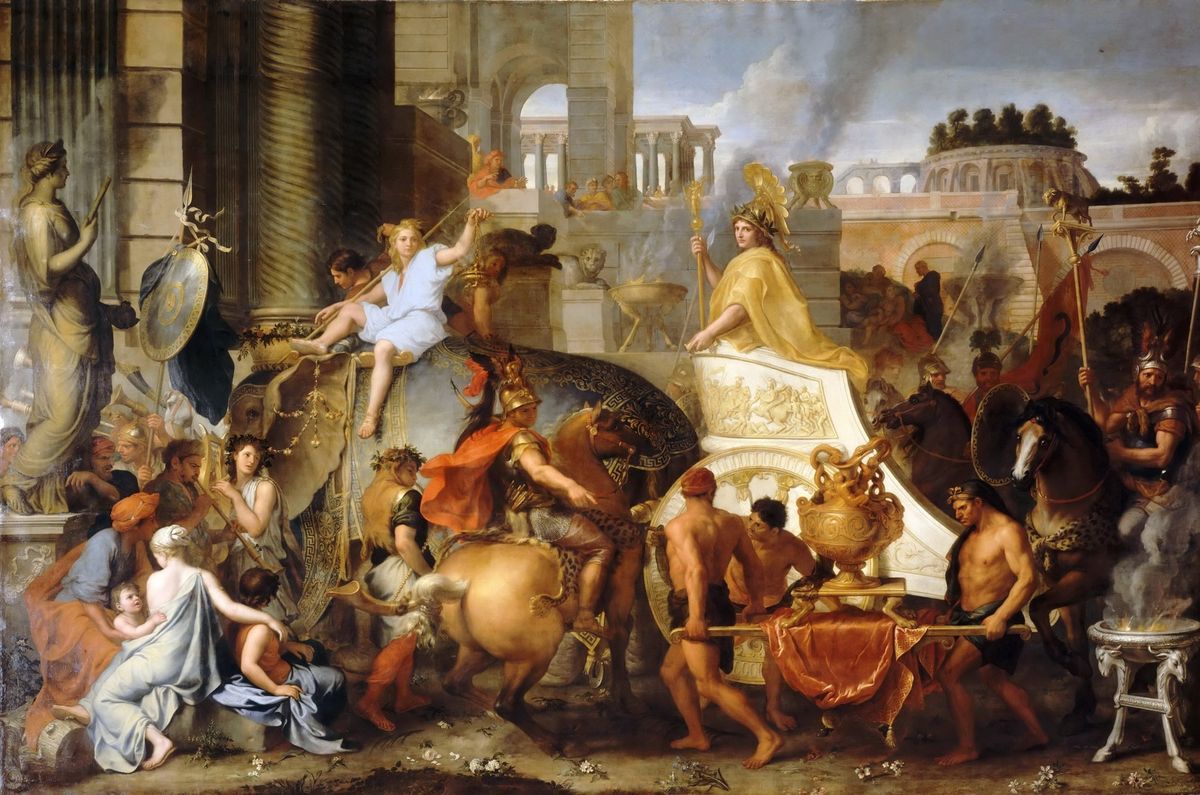 Entry of Alexander into Babylon, Charles Le Brun, 1665 Entry of Alexander into Babylon, Charles Le Brun, 1665. This later history painting evokes Alexander’s conquests; it depicts Babylon, not a city in the Land of Israel.