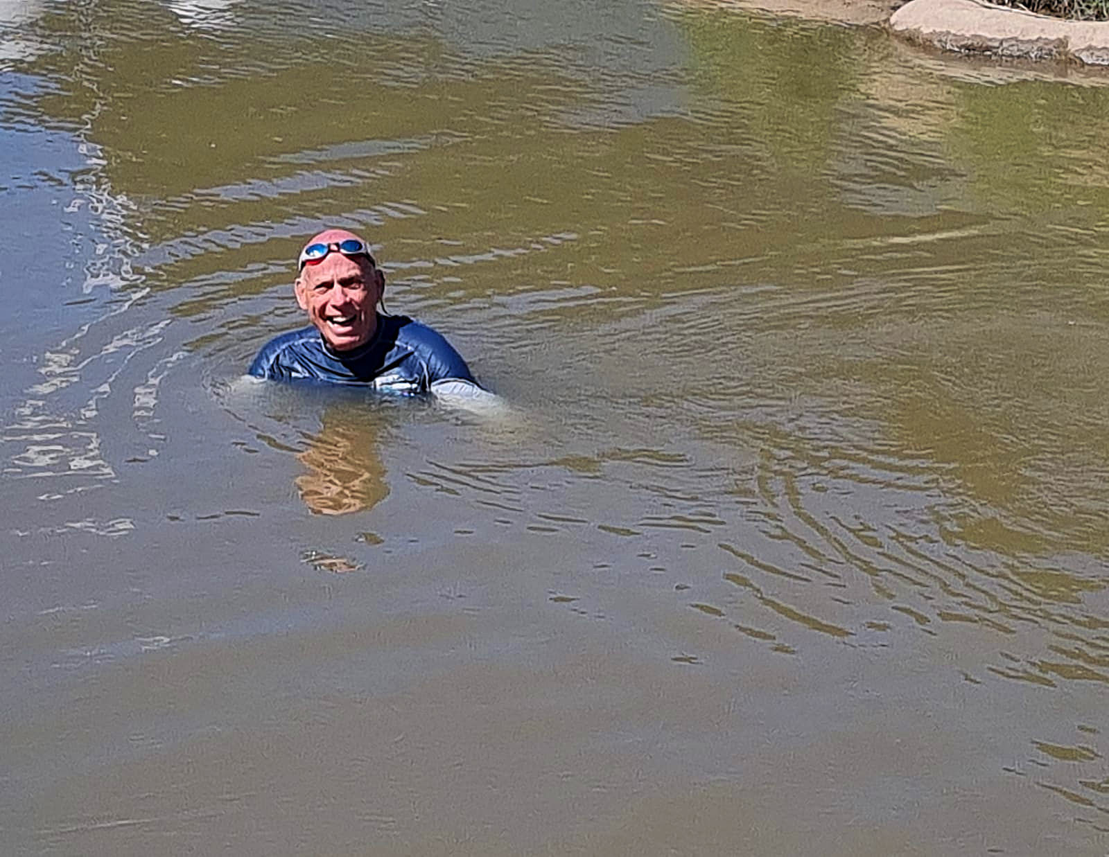 Swimming in the Jordan River, Israel
