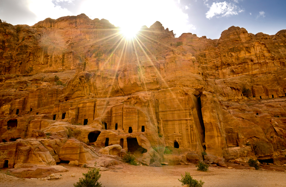 Petra rock tombs and caves, Jordan