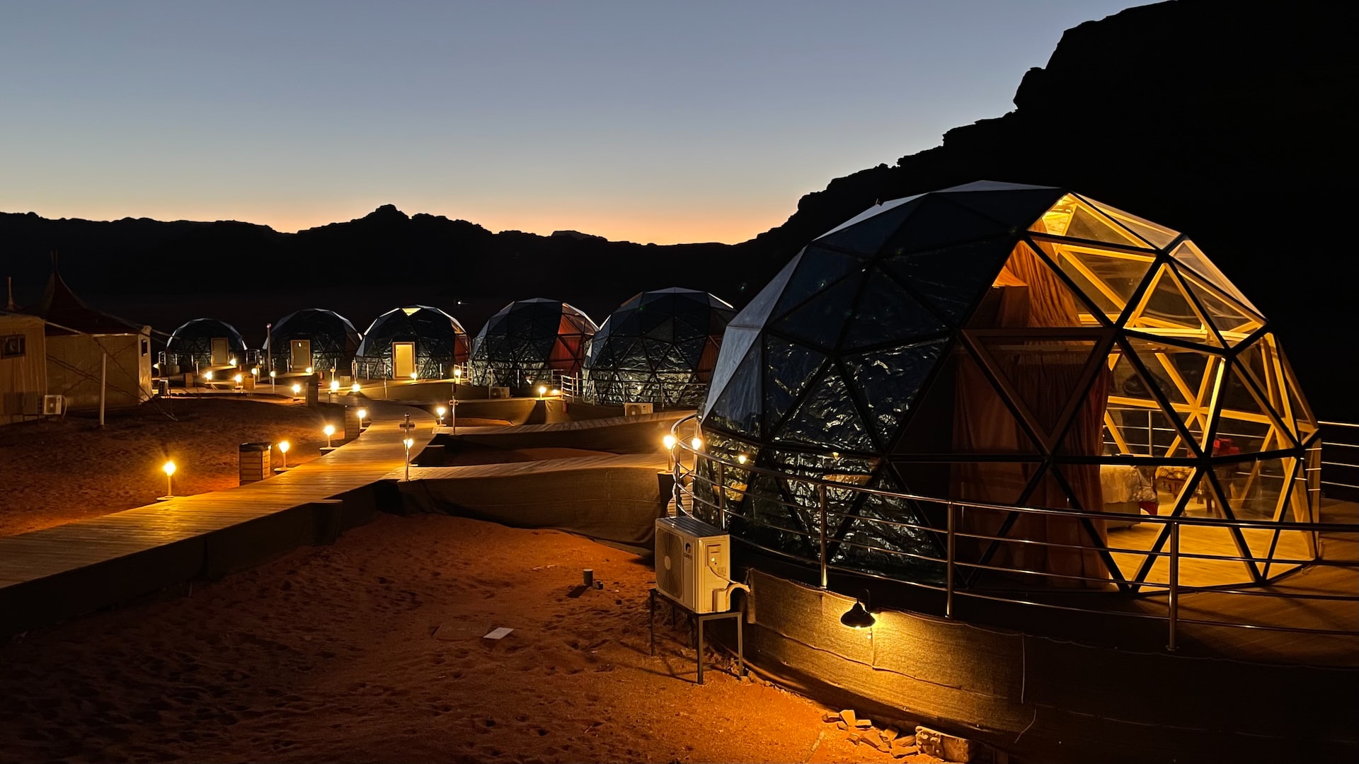 Wadi Rum Camping- Bubble Tents at night