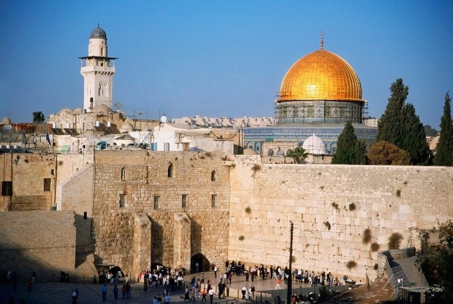 The Western Wall and the Dome of the Rock.