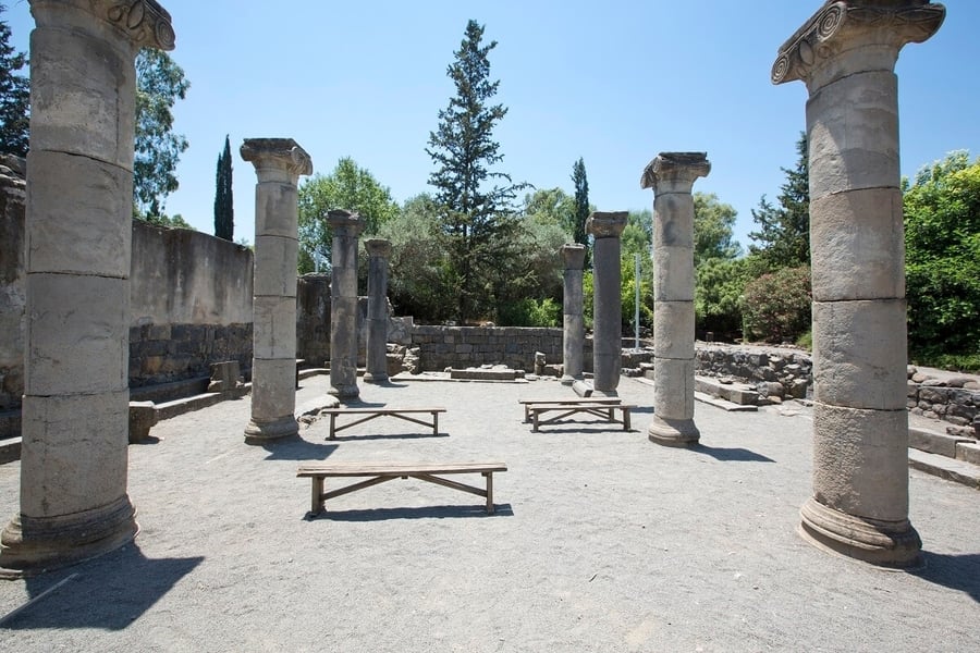 Remains of a synagogue in the Talmudic village of Katzrin, Israel