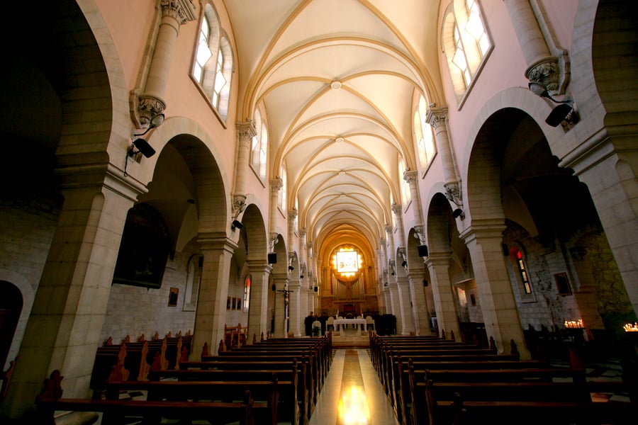Inside the Church of St. Catherine, Bethlehem