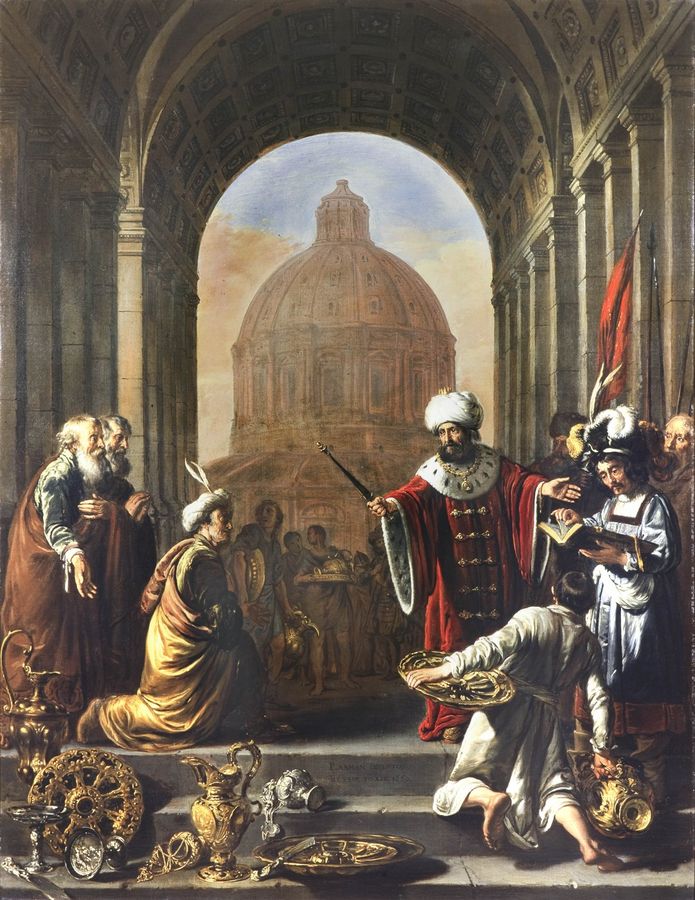 Cyrus Restores the Treasures of the Temple, Thomas de Keyser after Pieter Lastman, 1660 Cyrus Restores the Treasures of the Temple, Thomas de Keyser after Pieter Lastman, 1660. A later artistic interpretation of the biblical story of return and restoration under Persian rule.
