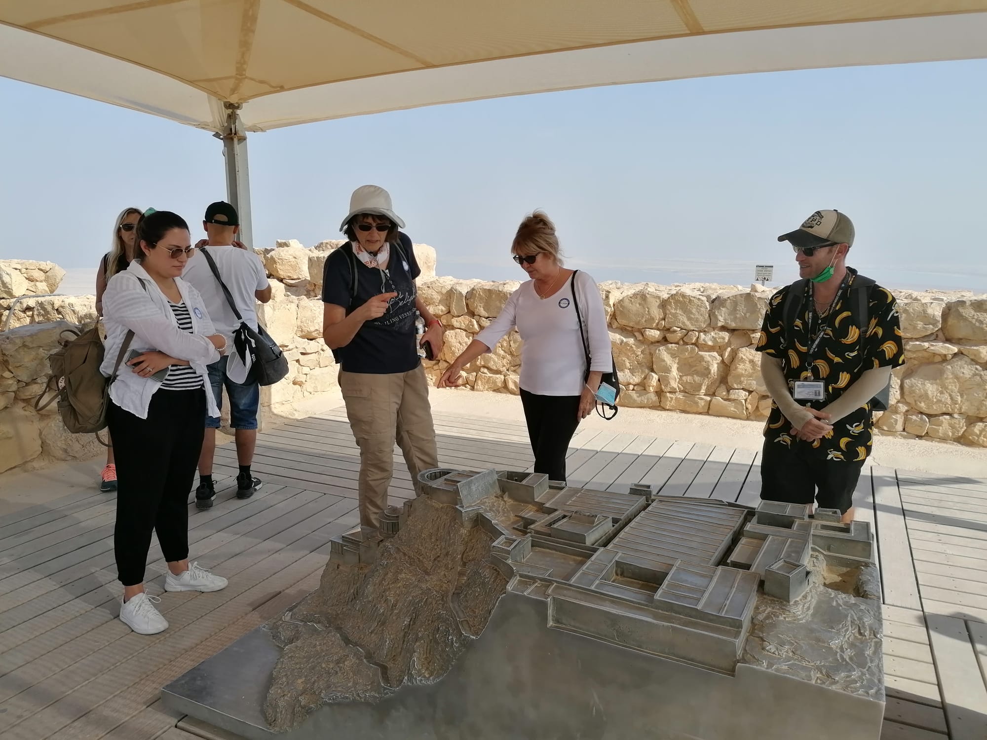 Tourists on a day group tour to Masada and the Dead Sea with Bein Harim