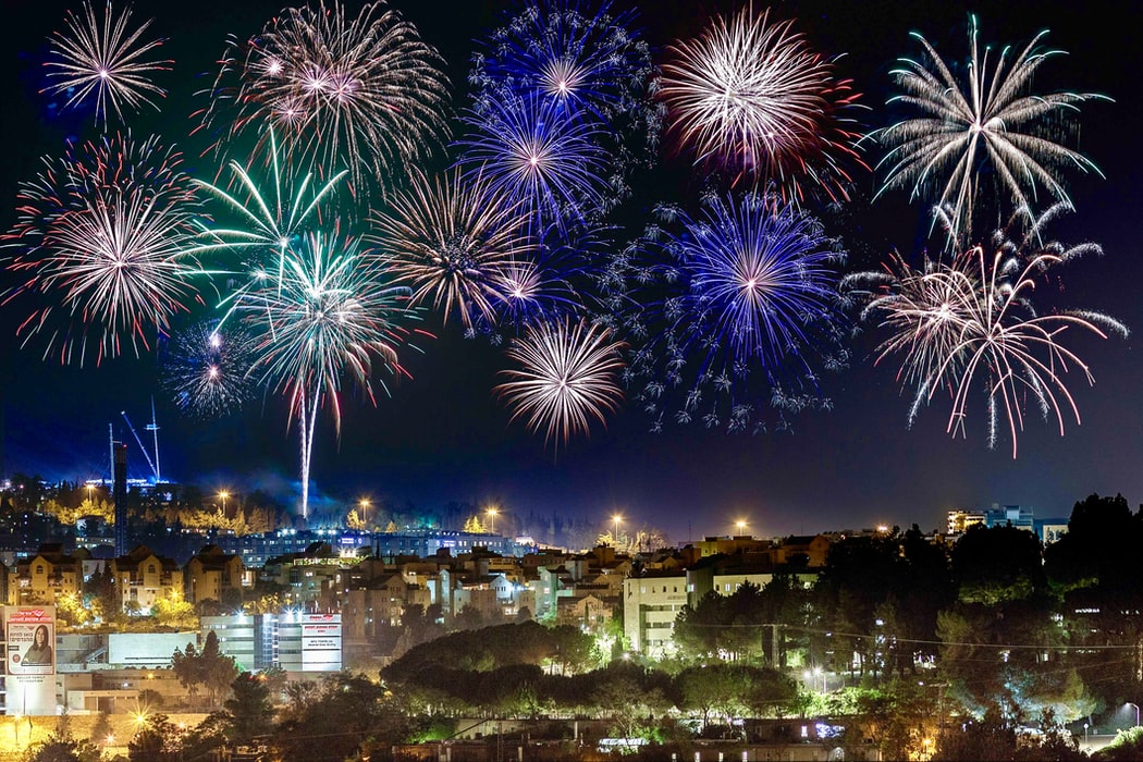 Fireworks in honor of the 70th Independence day, Mt. Herzl, Jerusalem