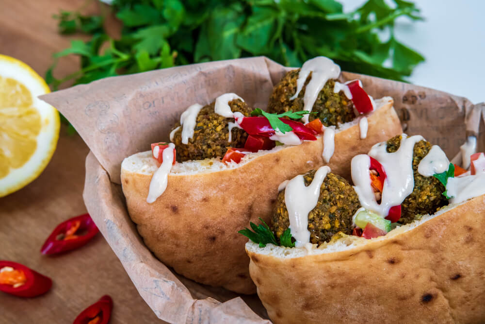 Arab Street Food, with a twist- Fresh Falafel balls in pita bread