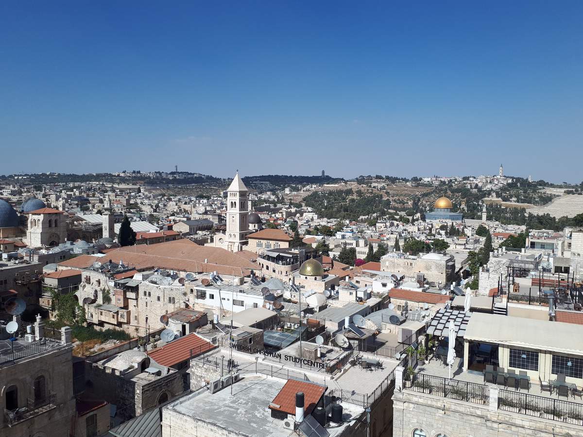 Christmas in Israel 2026 starts in Jerusalem: rooftops and church towers of the Christian Quarter