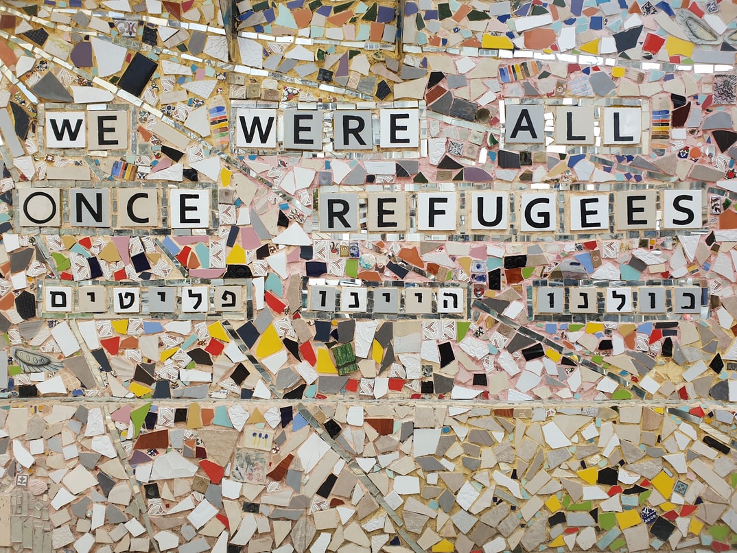 Mia's Mosaics "We Were All Once Refugees". A collaboration with Kuchinate, a Women's African Refugee Collective, Tel Aviv