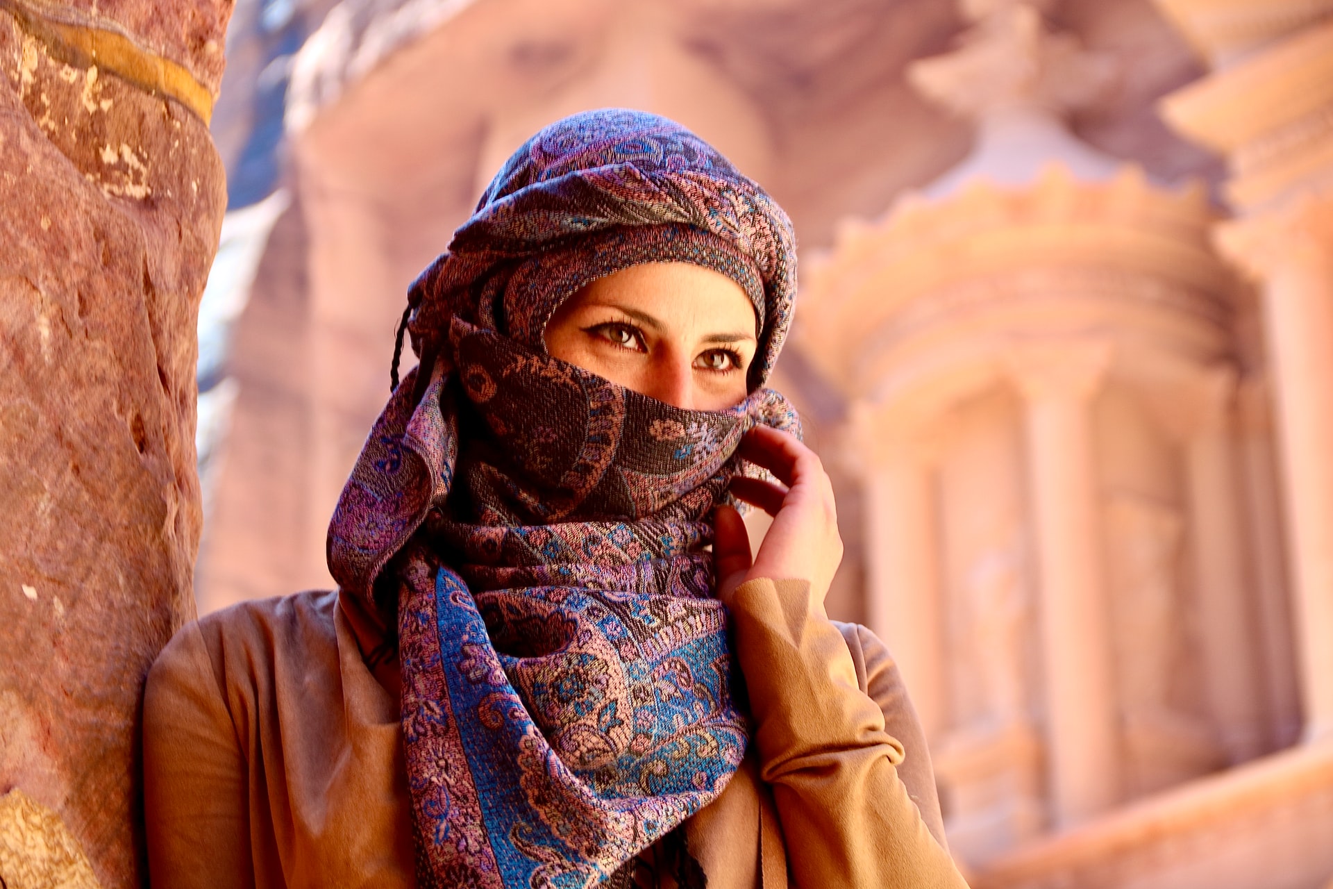 Woman tourist in Petra, Jordan