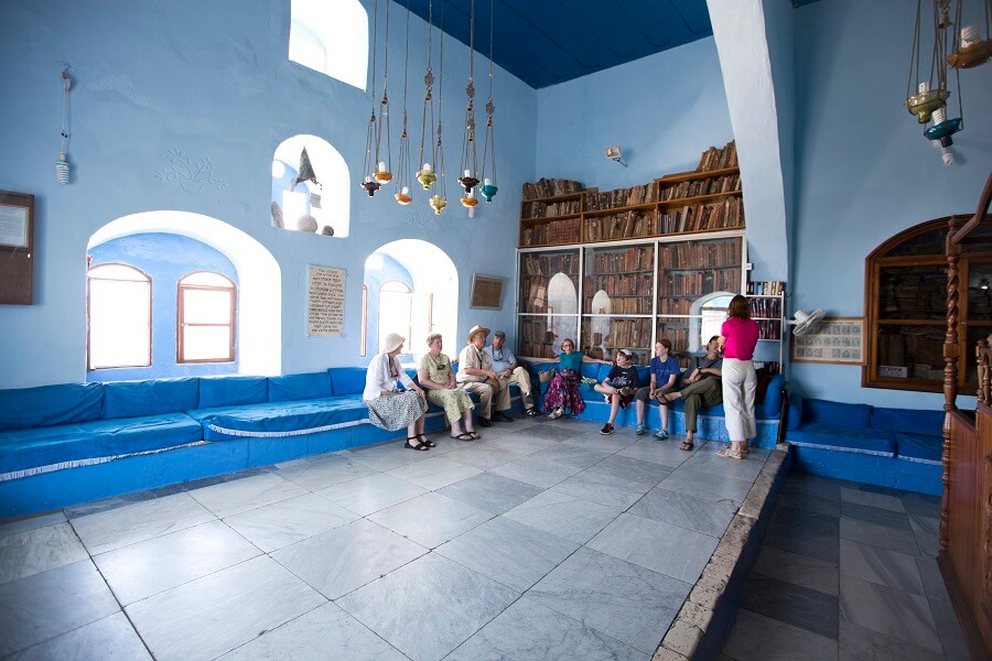 At the synagogue in the Old City of Safed, Israel