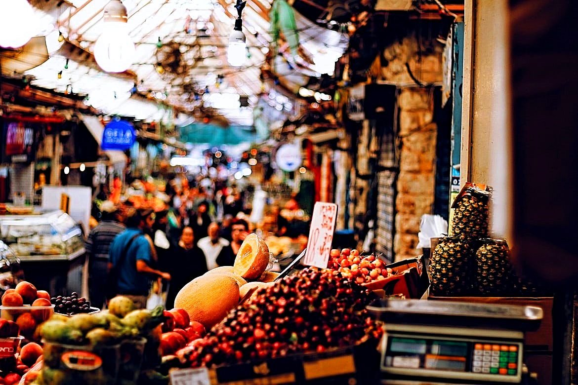 A fruit stall at Mahane Yehuda Market, Jerusalem
