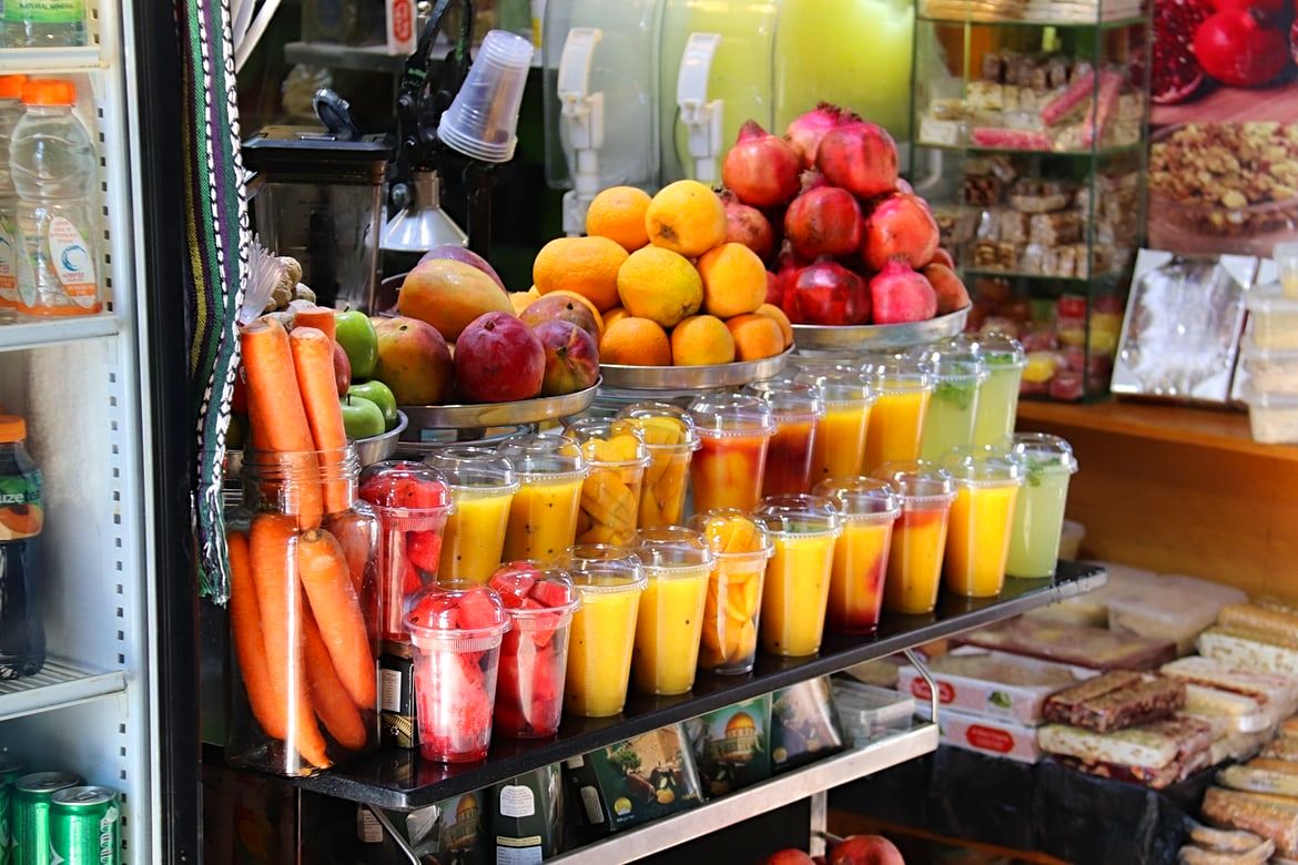 Fresh juice stall, Jerusalem