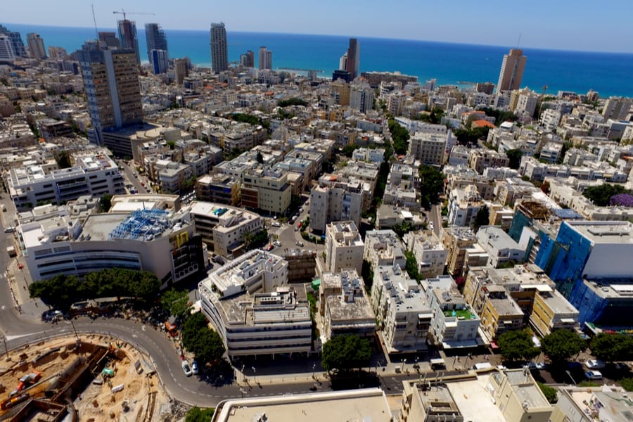 Dizengoff Square, Tel Aviv, Israel - Aerial View.