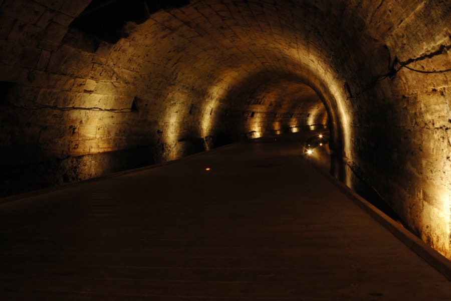 Templar tunnel at Acre -famous landmark,Israel