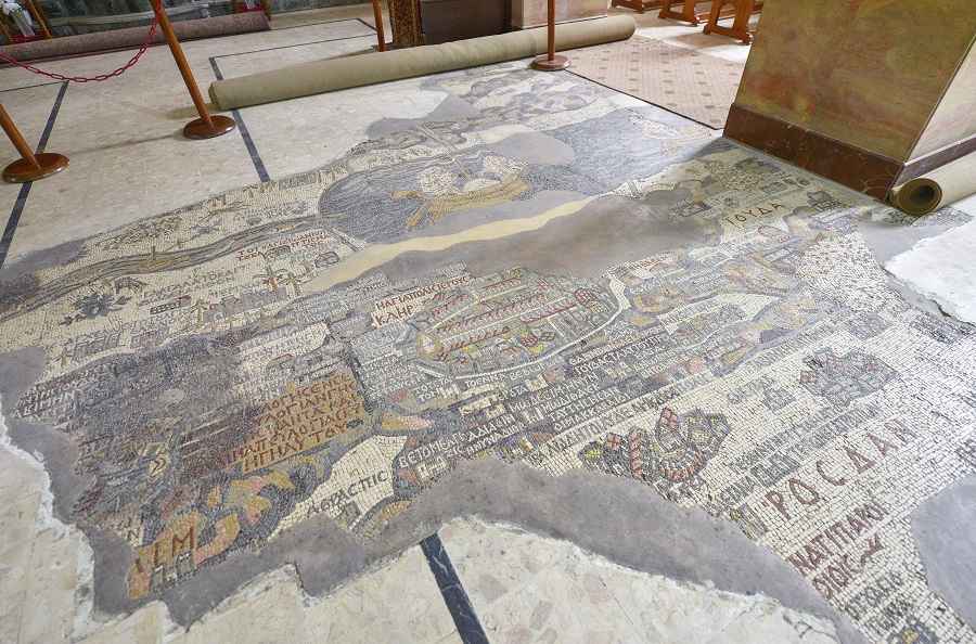 Mosaic in the greek Orthodox Basilica of Saint George of Madaba, Jordan