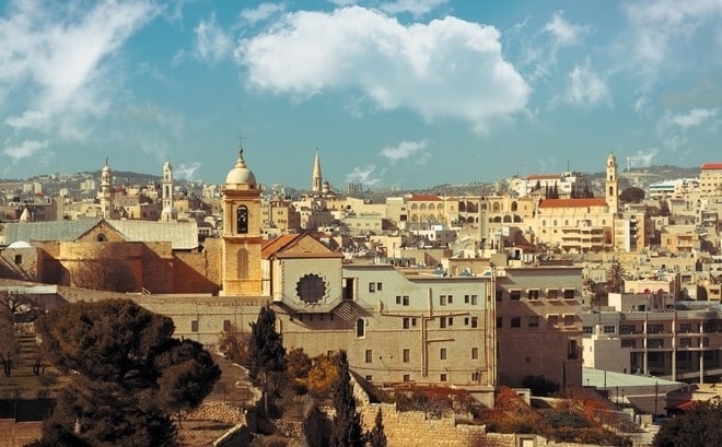 Jerusalem und Bethlehem vom Hafen in Haifa aus